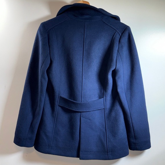 J Crew Factor Navy Wool Blend Peacoat Gold Button Double Breasted Classic Chic 2 - Picture 3 of 12